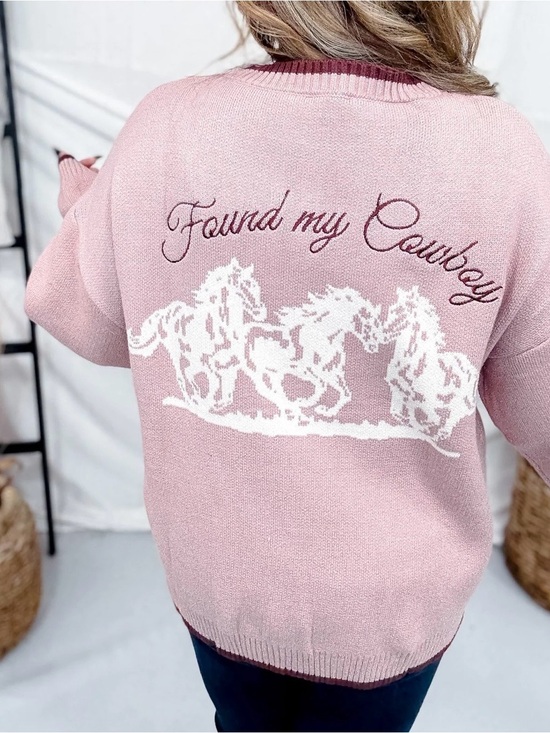 Sweaters - Found My Cowboy Pink Knit Cardigan